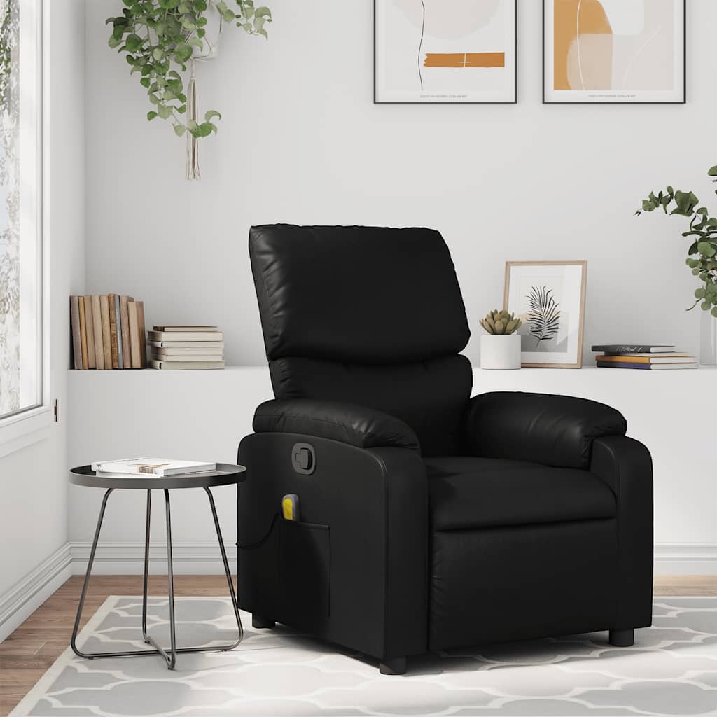 Fauteuil de massage inclinable noir similicuir