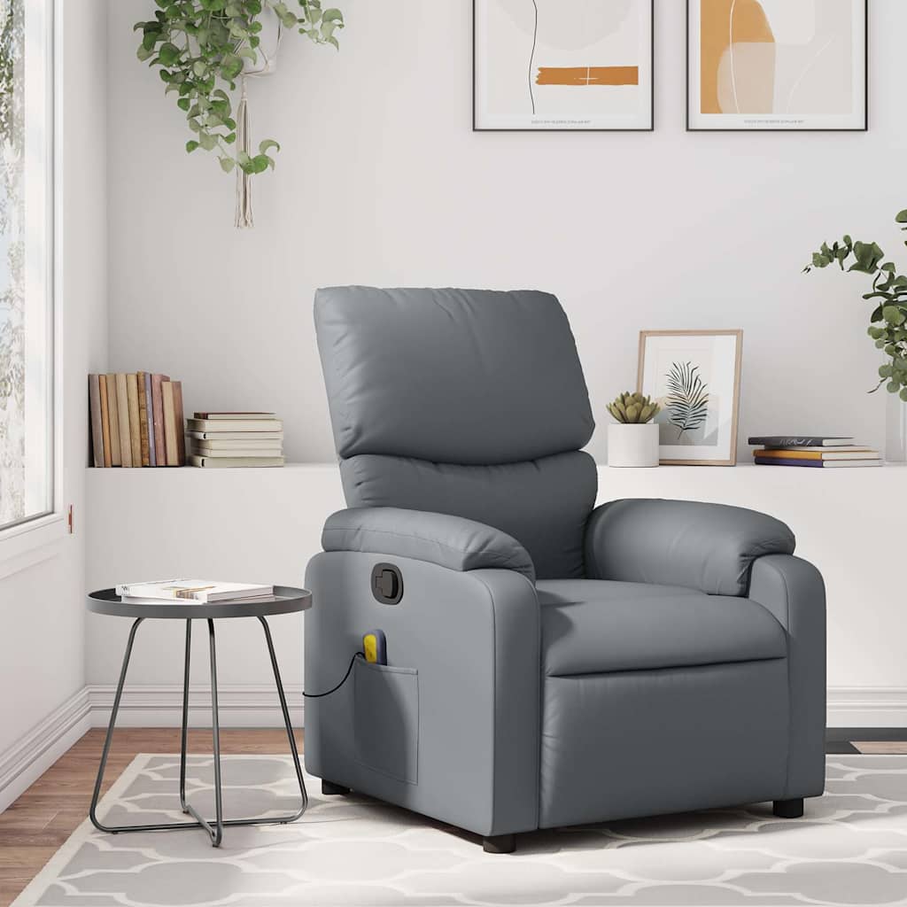 Fauteuil de massage inclinable gris similicuir