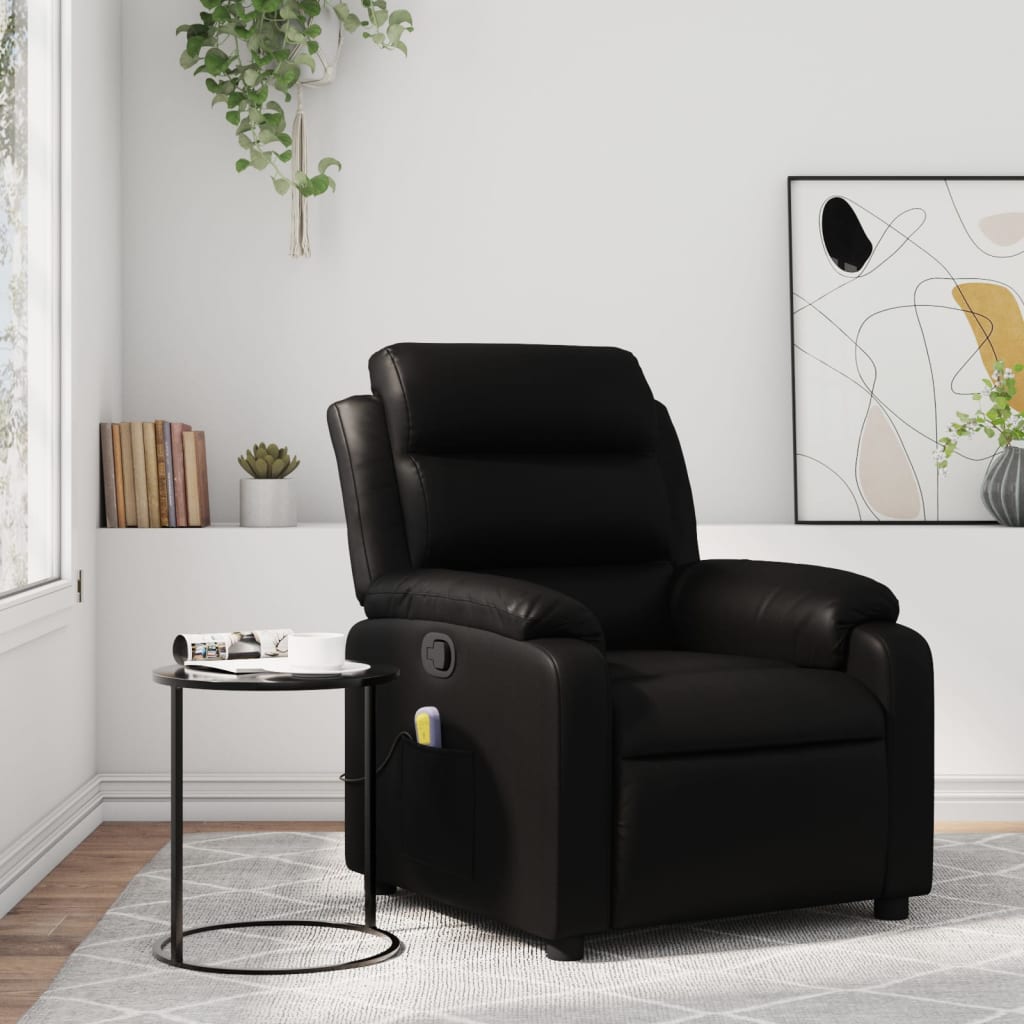 Fauteuil de massage inclinable noir similicuir