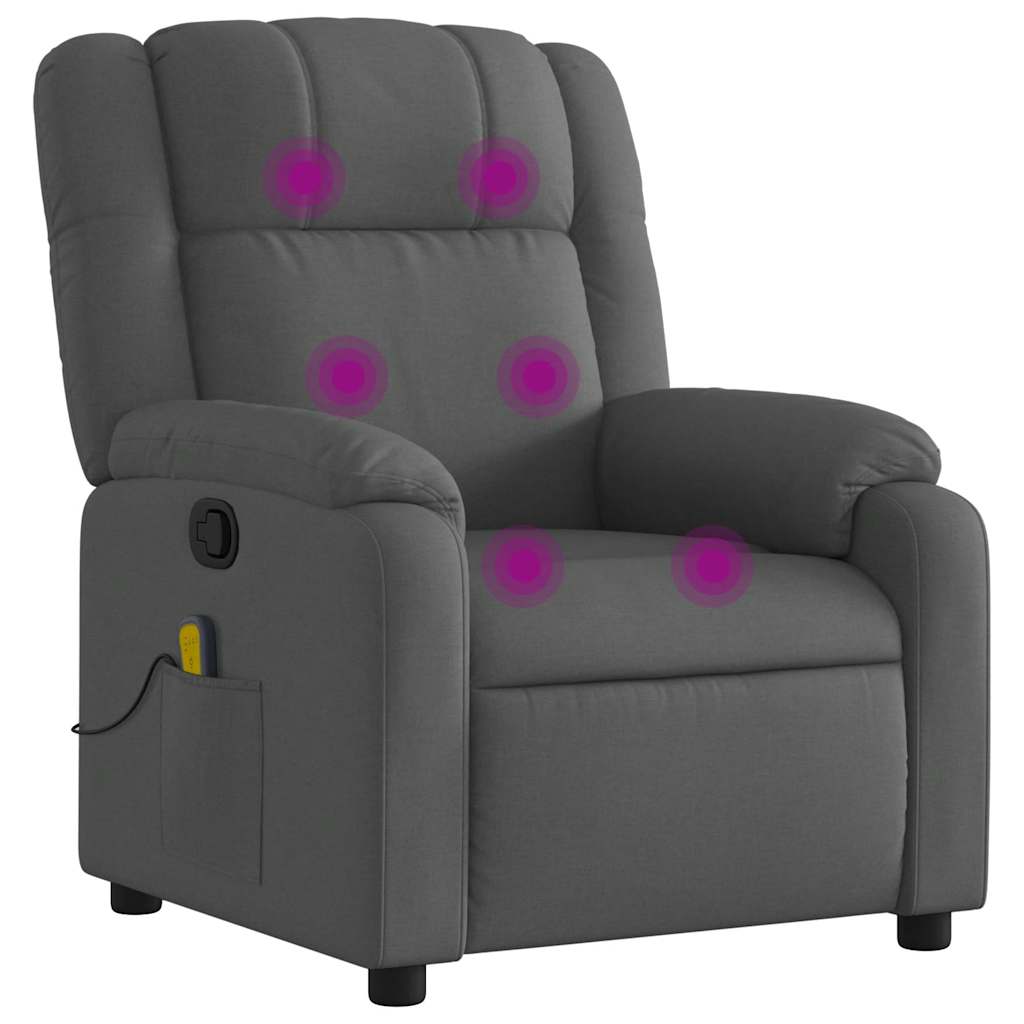 Fauteuil de massage inclinable gris foncé tissu