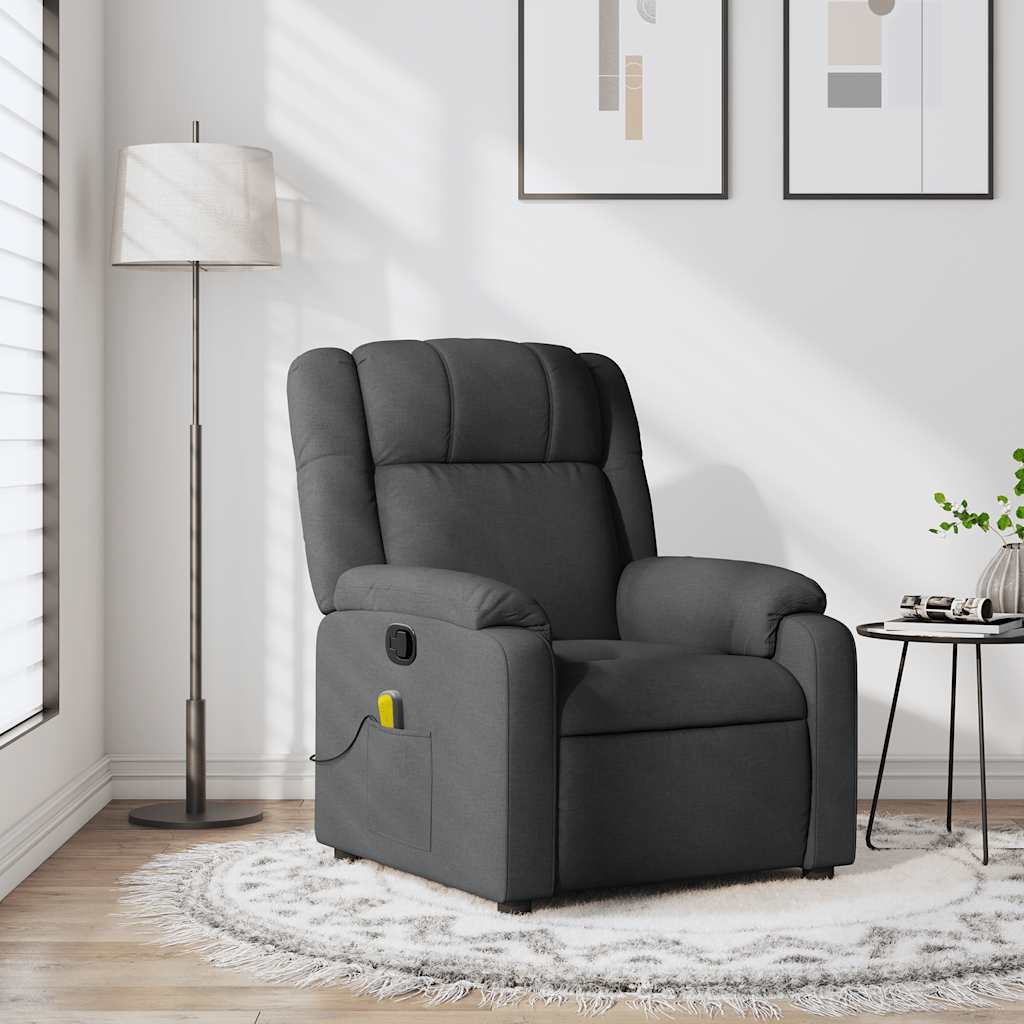 Fauteuil de massage inclinable gris foncé tissu