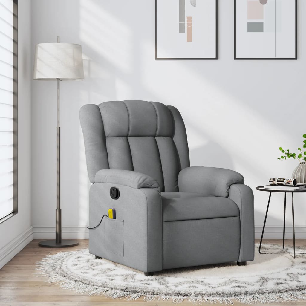 Fauteuil de massage inclinable gris clair tissu