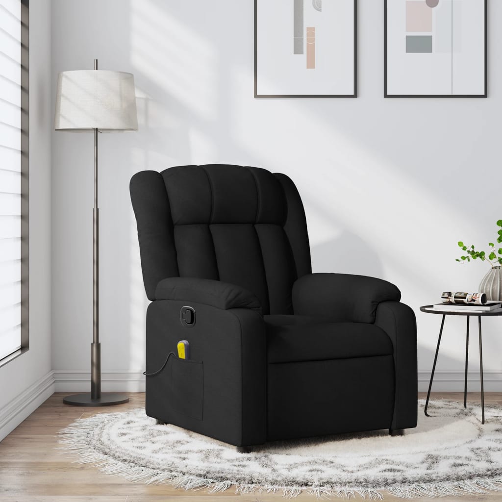 Fauteuil de massage inclinable noir tissu