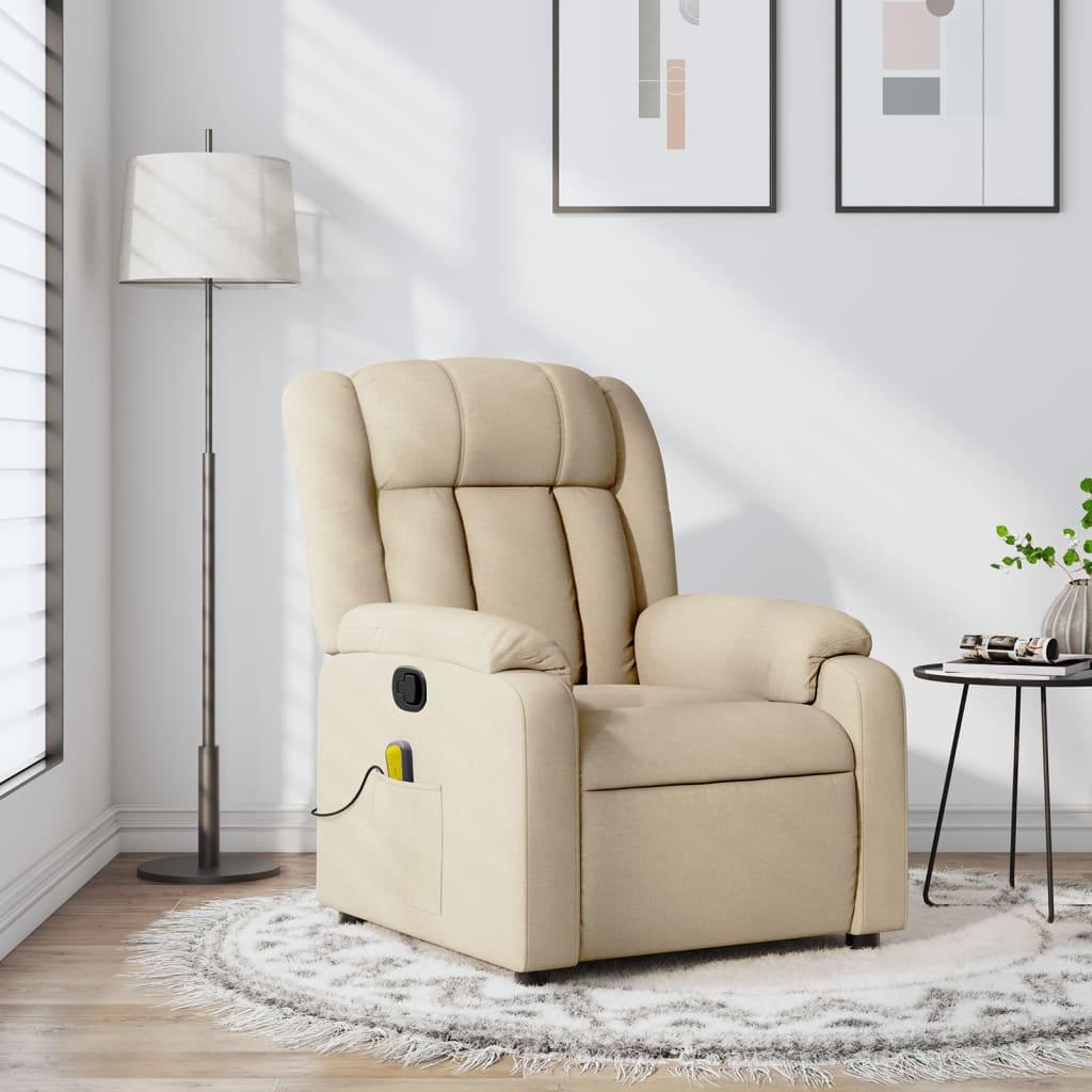 Fauteuil de massage inclinable crème tissu