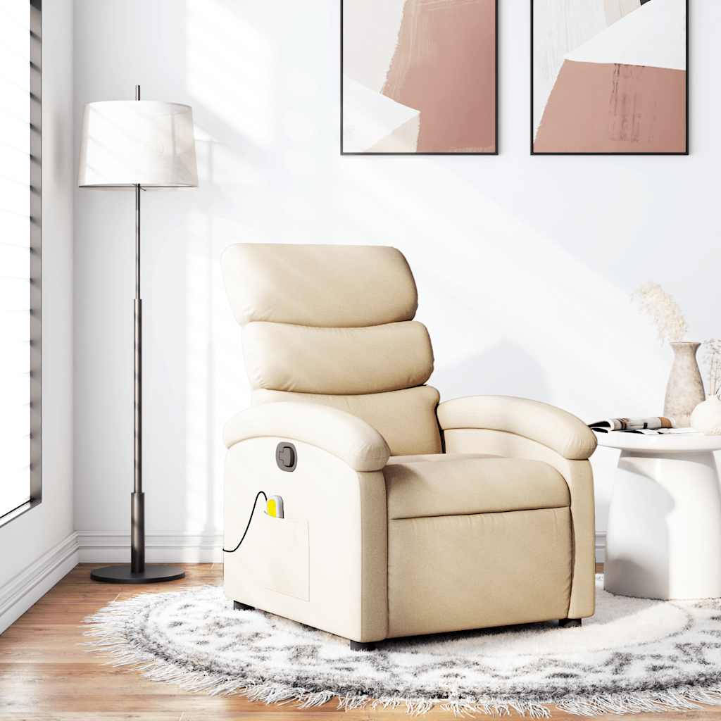 Fauteuil inclinable de massage crème tissu