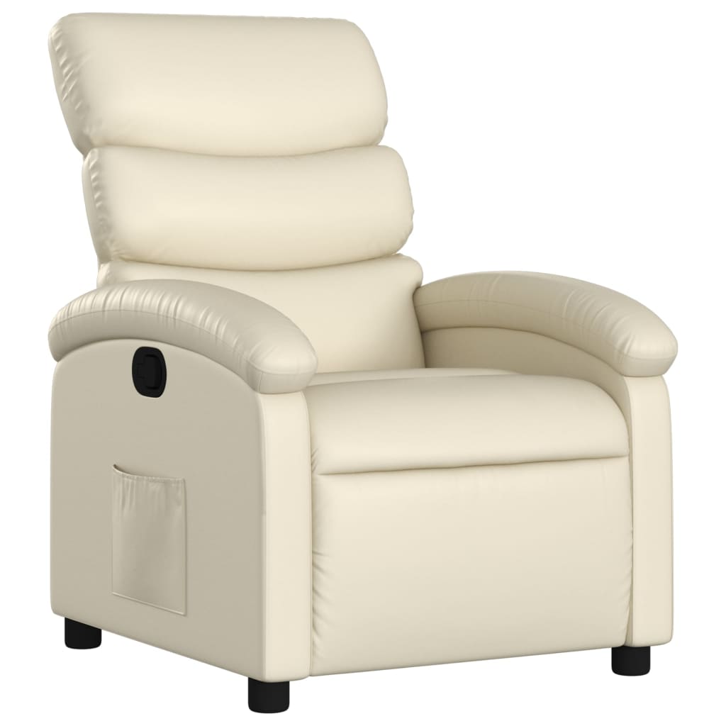 Fauteuil inclinable en similicuir crème
