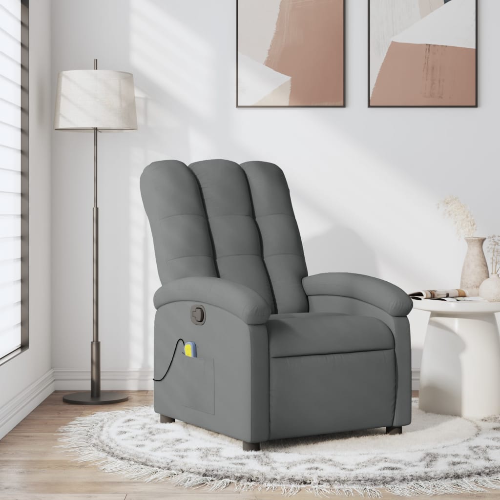 Fauteuil inclinable de massage gris foncé tissu