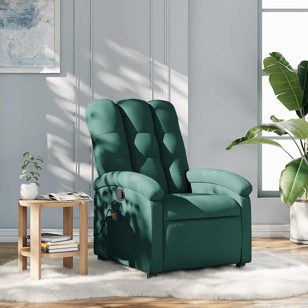 Fauteuil inclinable de massage vert foncé tissu