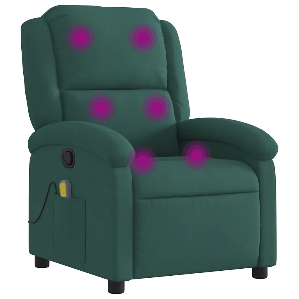 Fauteuil inclinable de massage vert foncé velours