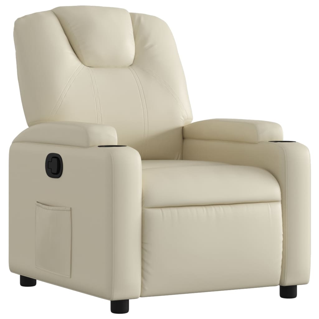Fauteuil inclinable en similicuir crème