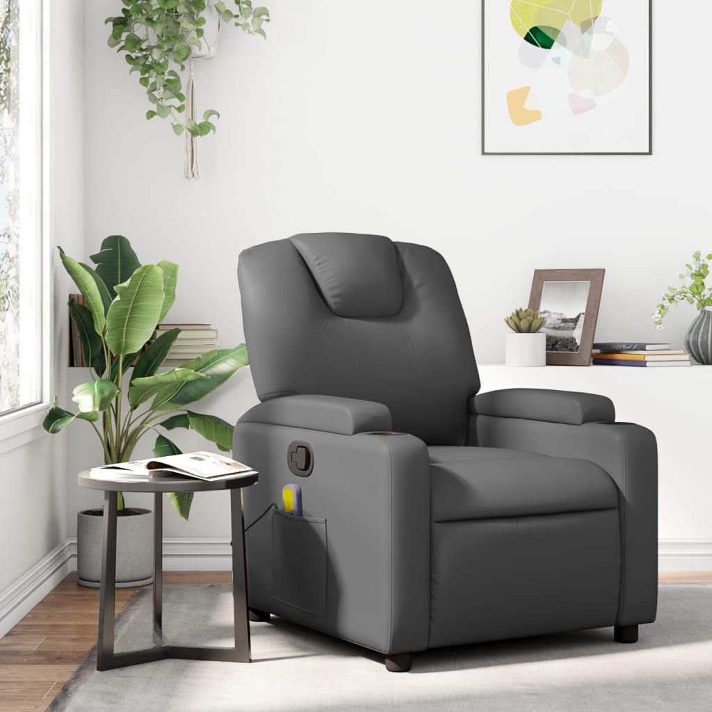 Fauteuil de massage inclinable gris similicuir