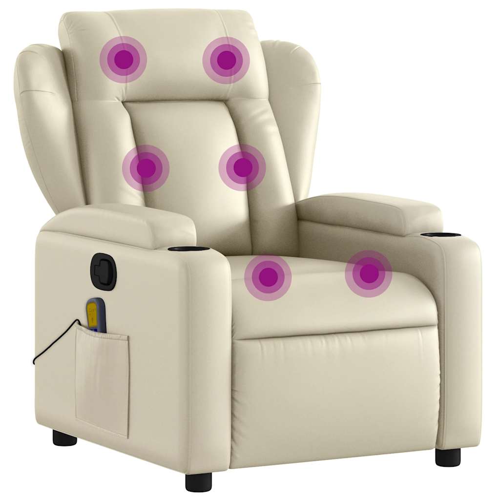 Fauteuil de massage inclinable crème similicuir