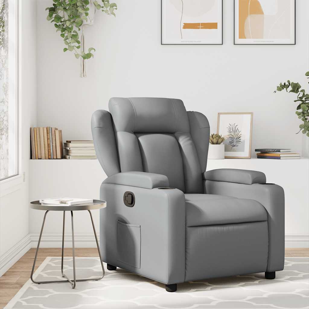 Fauteuil de massage inclinable gris similicuir