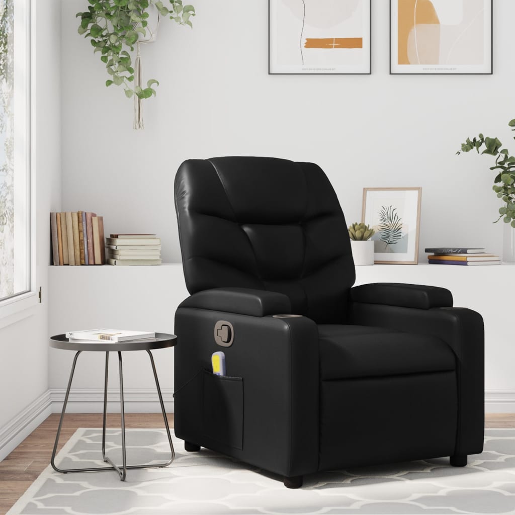 Fauteuil de massage inclinable noir similicuir