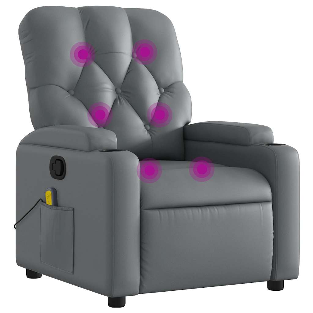 Fauteuil de massage inclinable gris similicuir