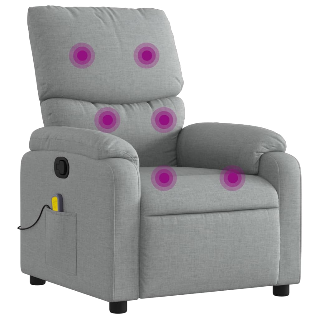 Fauteuil inclinable de massage gris clair tissu