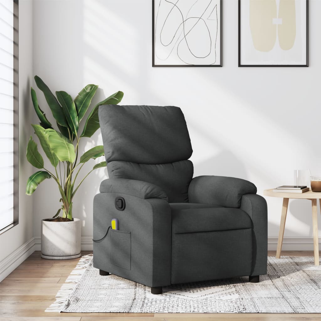 Fauteuil inclinable de massage gris foncé tissu