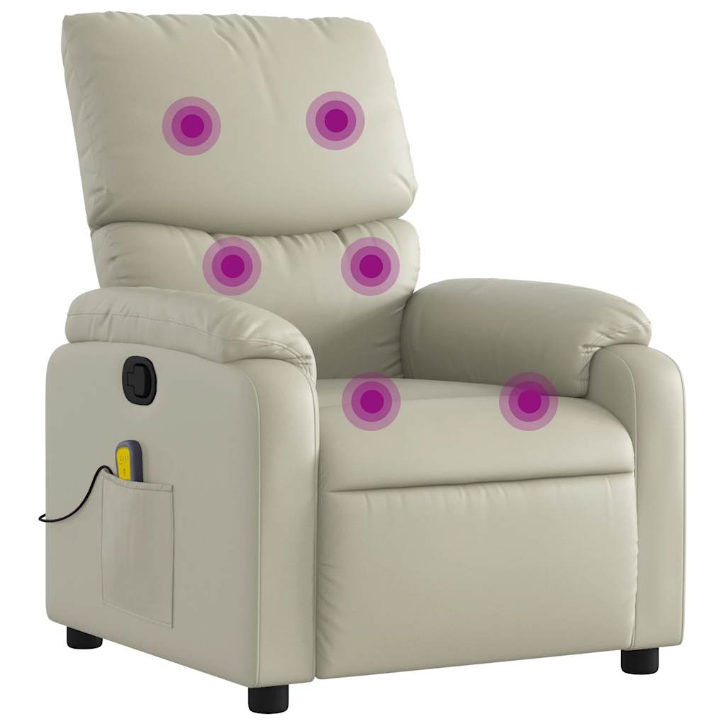 Fauteuil de massage inclinable crème similicuir