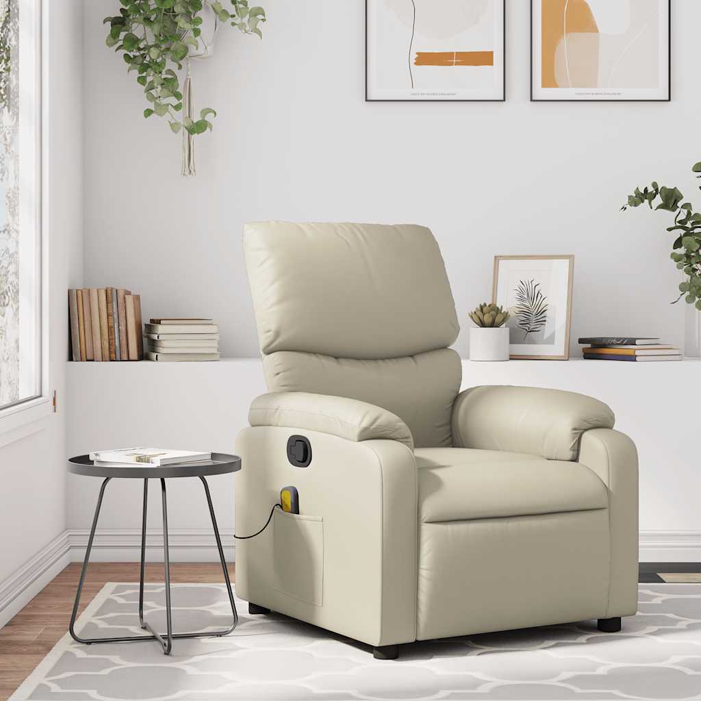 Fauteuil de massage inclinable crème similicuir
