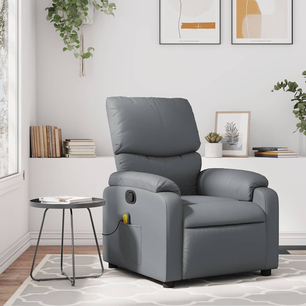 Fauteuil de massage inclinable gris similicuir