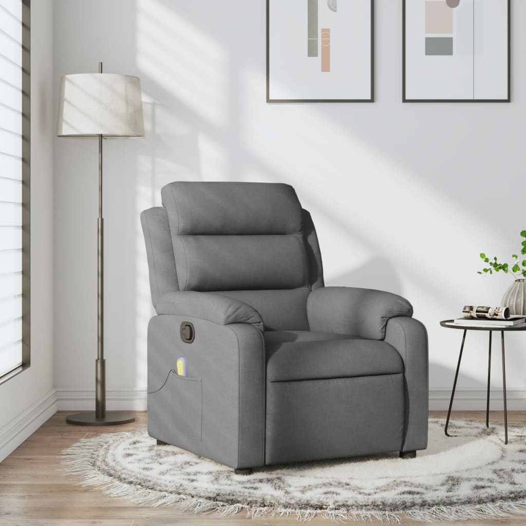 Fauteuil inclinable de massage gris foncé tissu