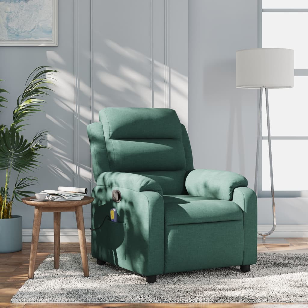 Fauteuil inclinable de massage vert foncé tissu