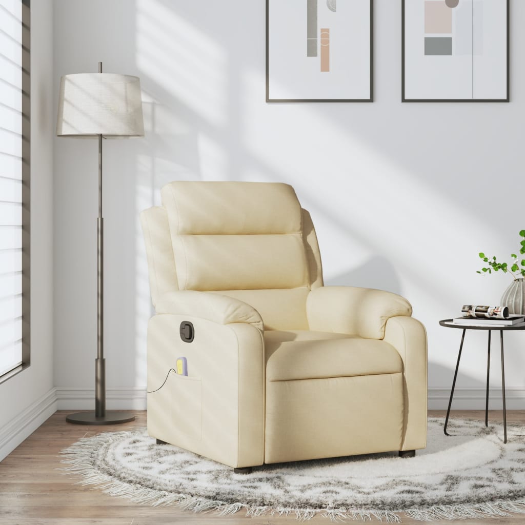 Fauteuil inclinable de massage crème tissu