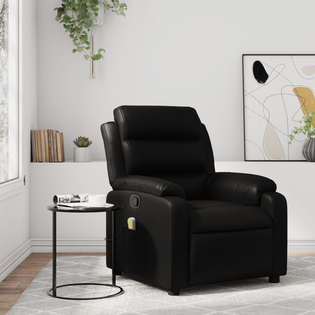 Fauteuil de massage inclinable noir similicuir