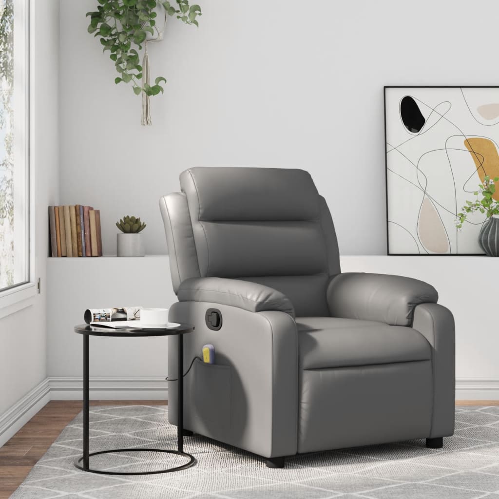 Fauteuil de massage inclinable gris similicuir