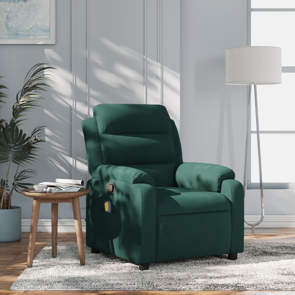 Fauteuil inclinable de massage vert foncé velours