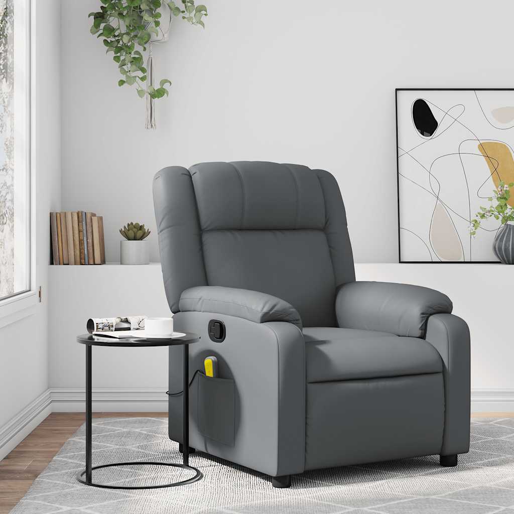 Fauteuil de massage inclinable gris similicuir