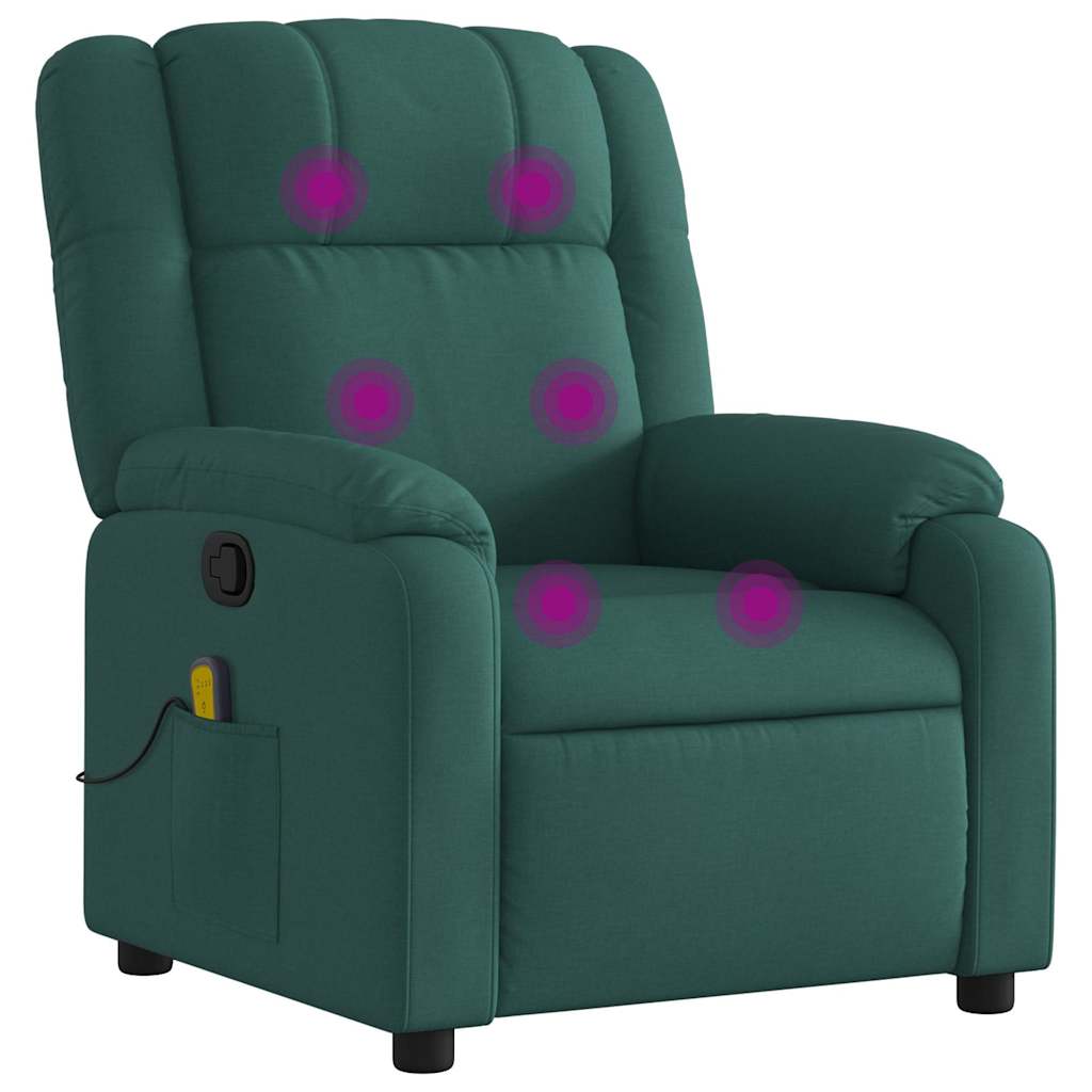 Fauteuil inclinable de massage vert foncé tissu