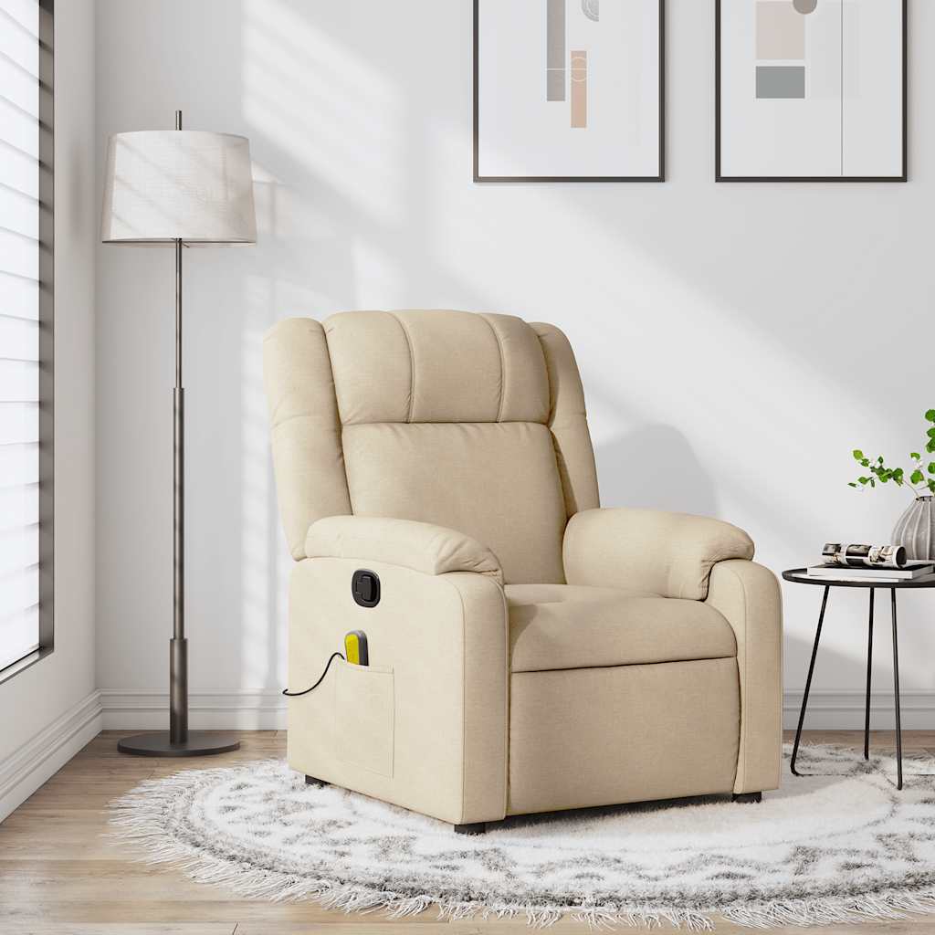 Fauteuil inclinable de massage crème tissu