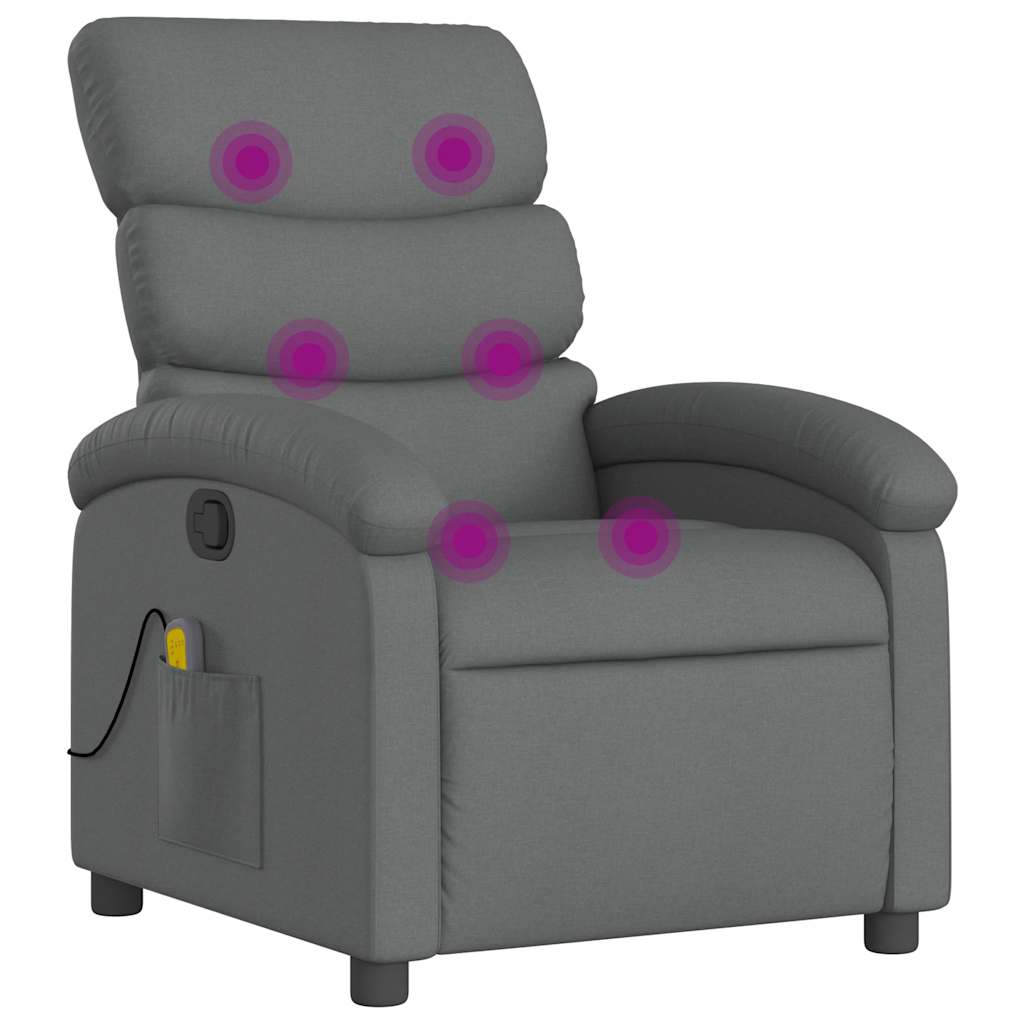 Fauteuil de massage inclinable Gris foncé Tissu