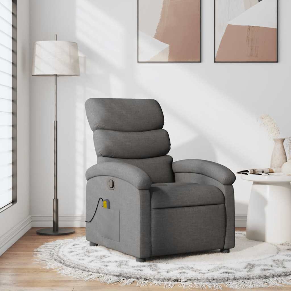 Fauteuil de massage inclinable Gris foncé Tissu