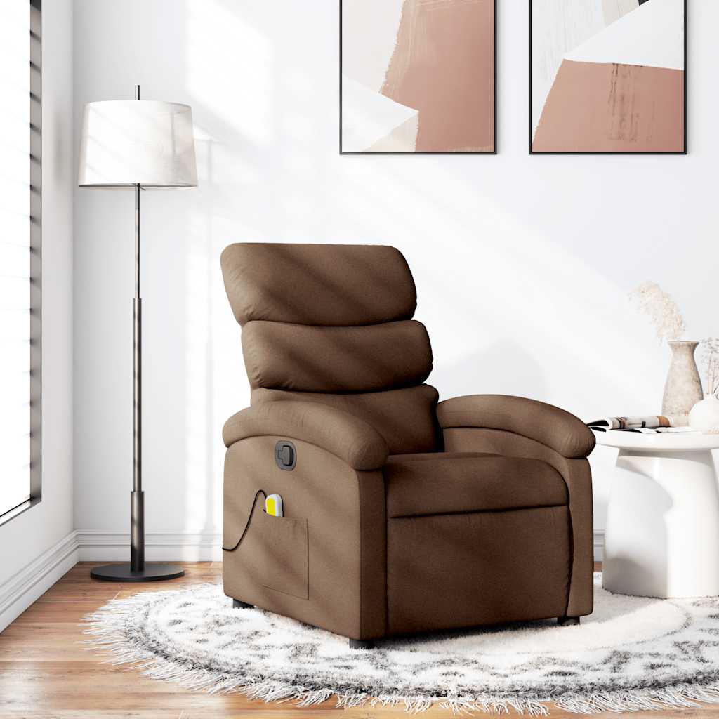 Fauteuil de massage inclinable Marron Tissu