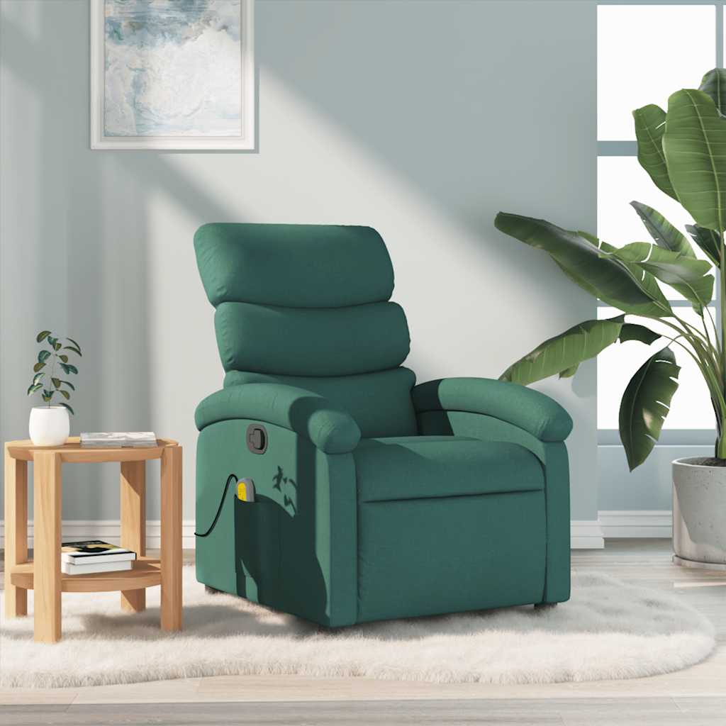 Fauteuil de massage inclinable Vert foncé Tissu