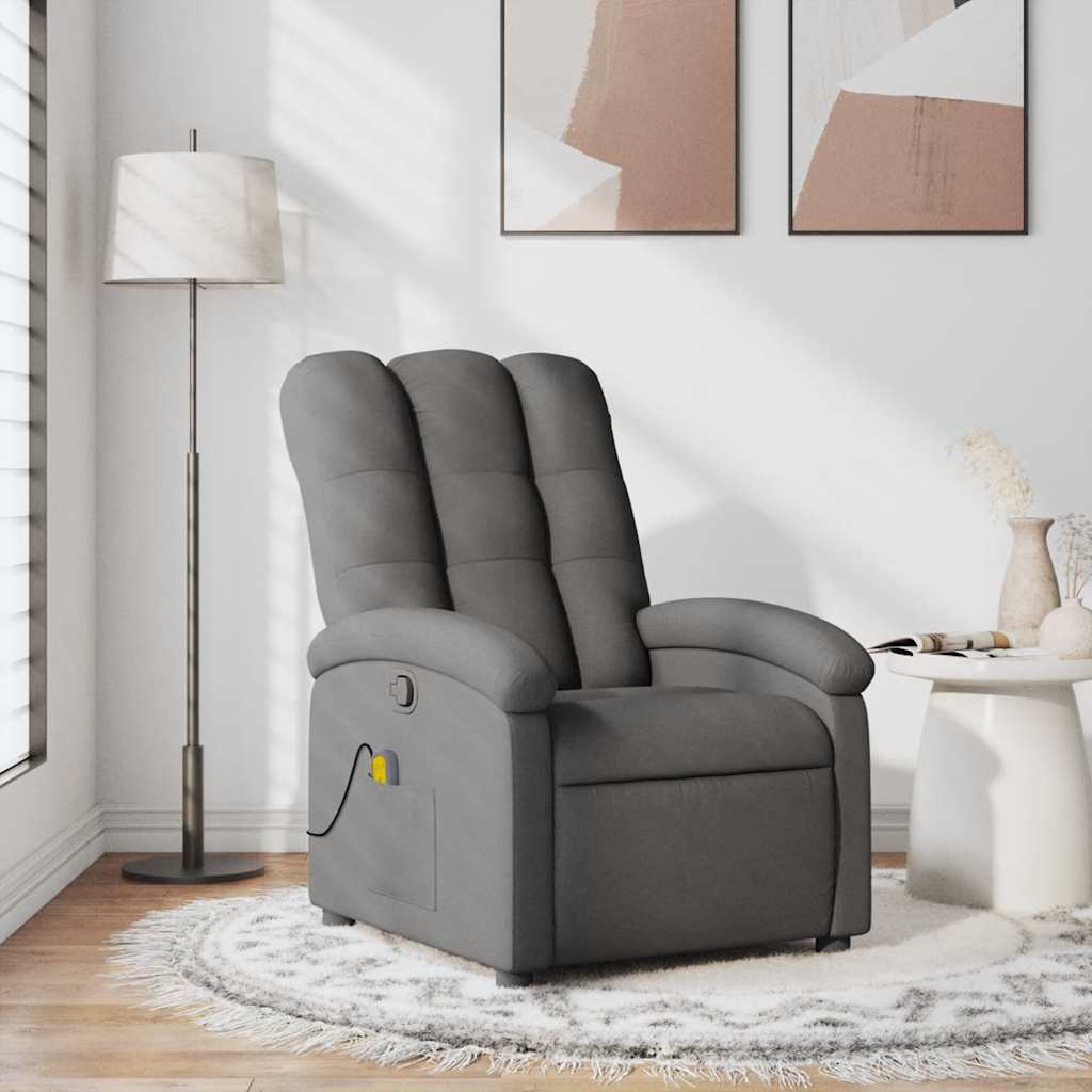Fauteuil de massage inclinable Gris foncé Tissu