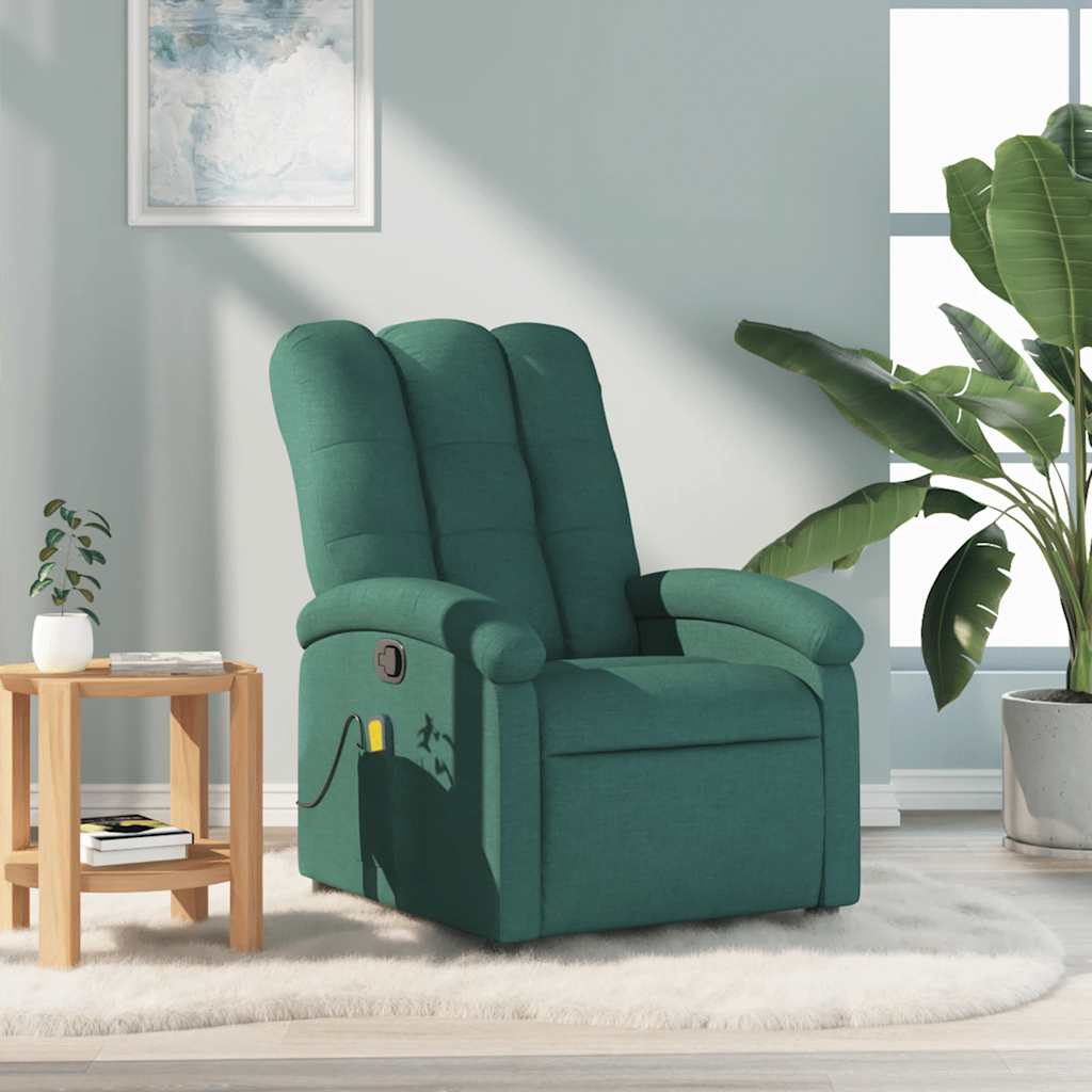 Fauteuil de massage inclinable Vert foncé Tissu