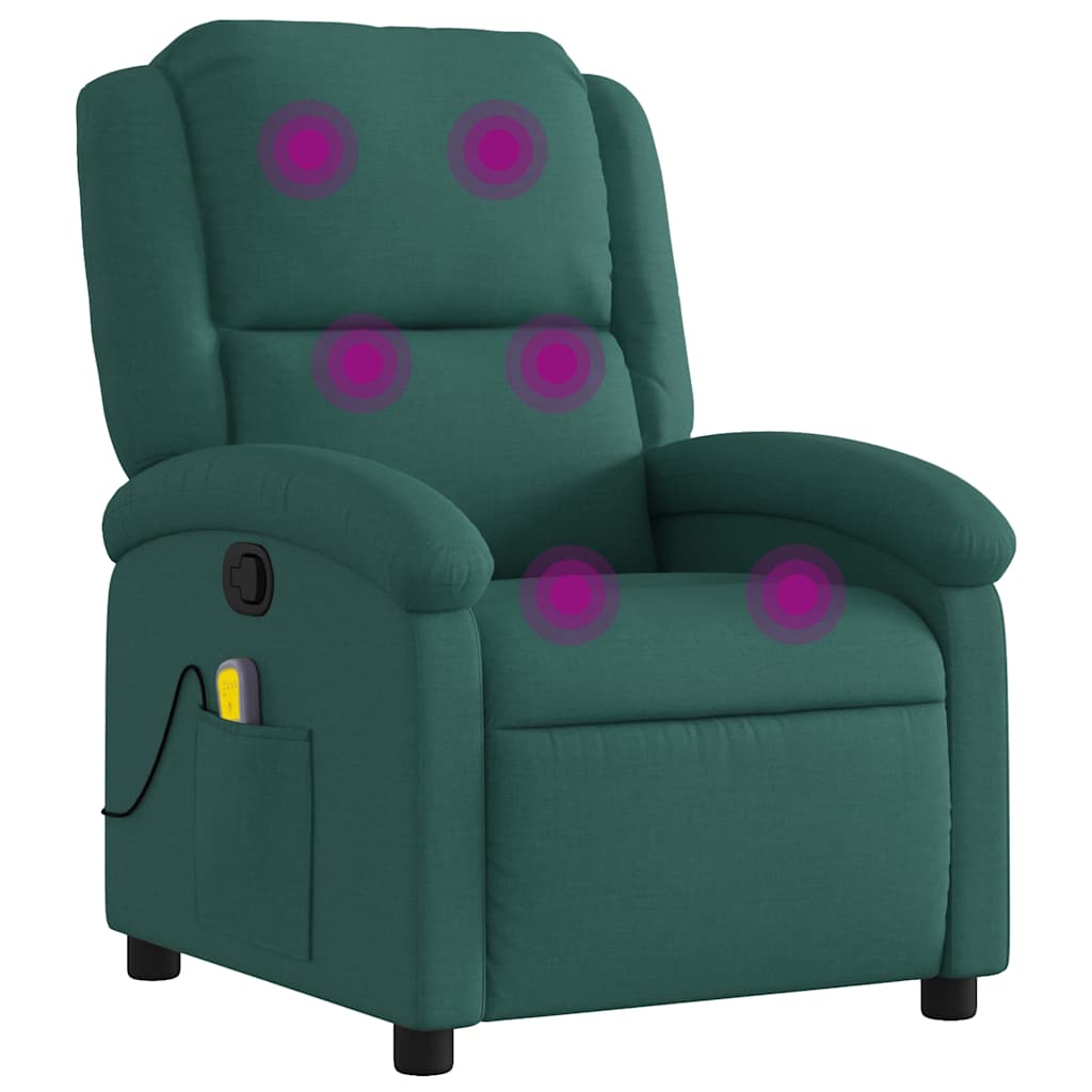 Fauteuil de massage inclinable Vert foncé Tissu