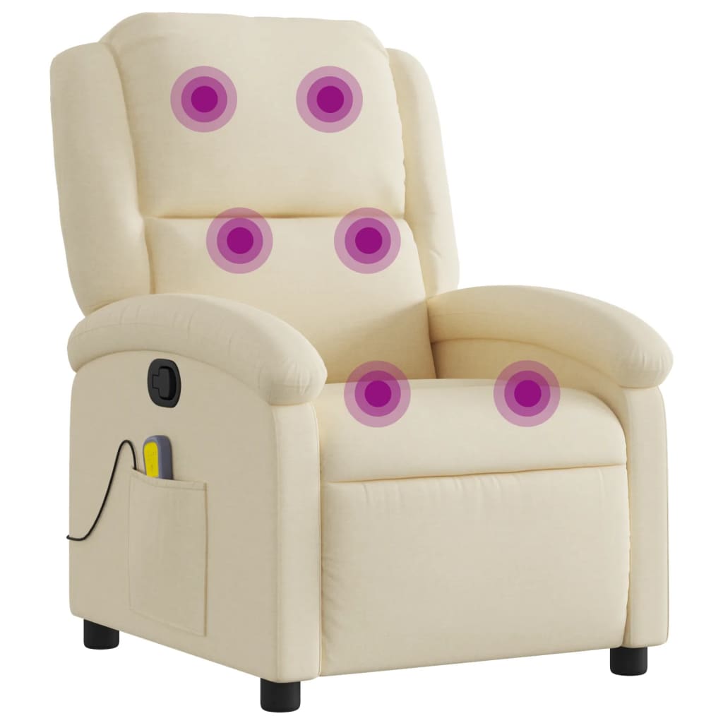 Fauteuil de massage inclinable Crème Tissu