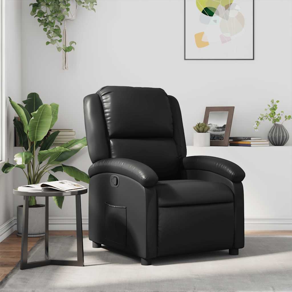 Fauteuil inclinable en similicuir noir