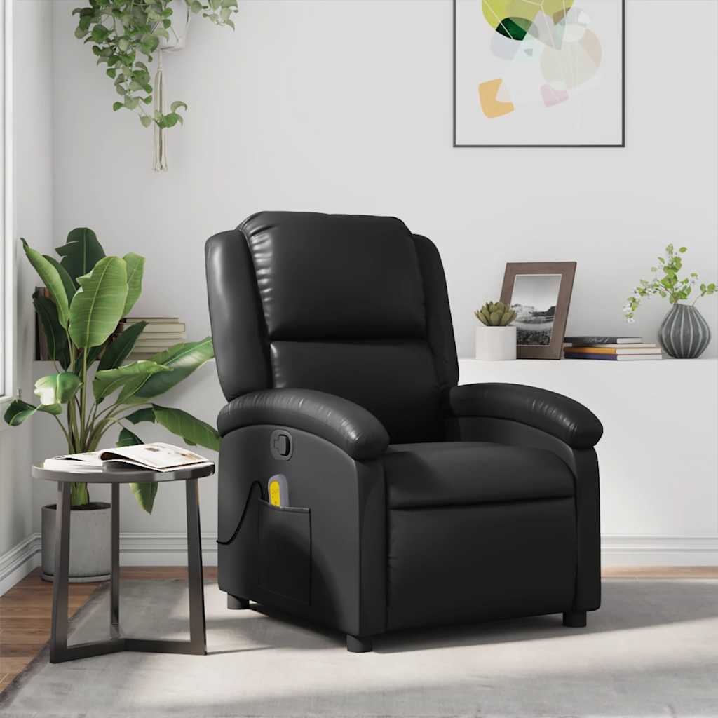 Fauteuil de massage inclinable Noir Similicuir