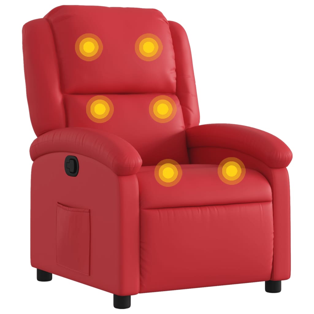 Fauteuil de massage inclinable rouge similicuir