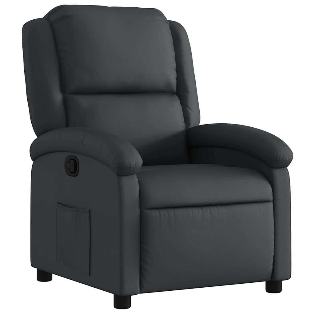 Fauteuil inclinable en cuir véritable noir