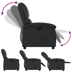 Fauteuil inclinable en cuir véritable noir