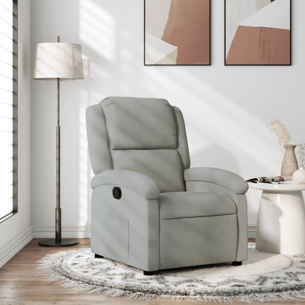 Fauteuil inclinable en velours gris clair