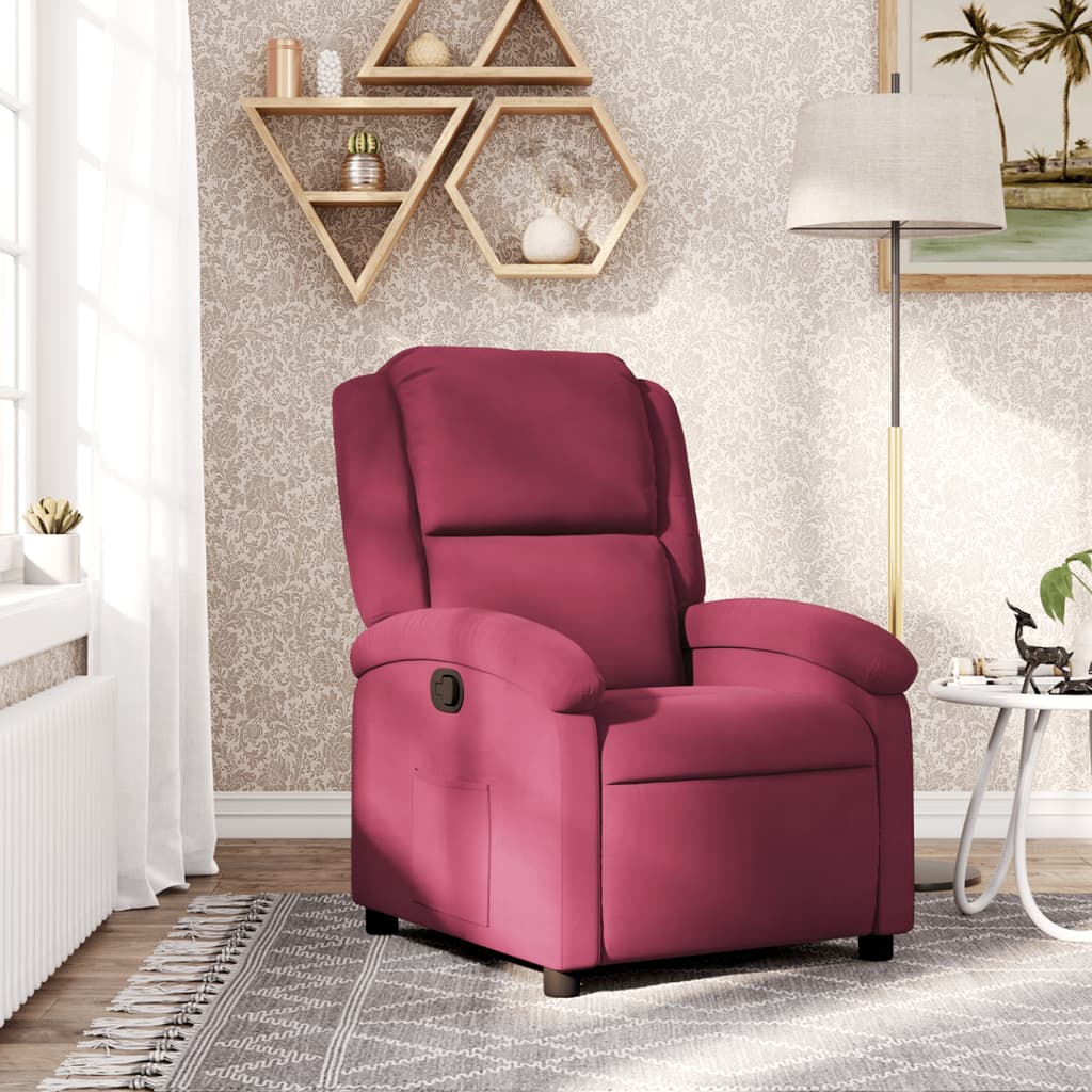 Fauteuil inclinable rouge bordeaux velours