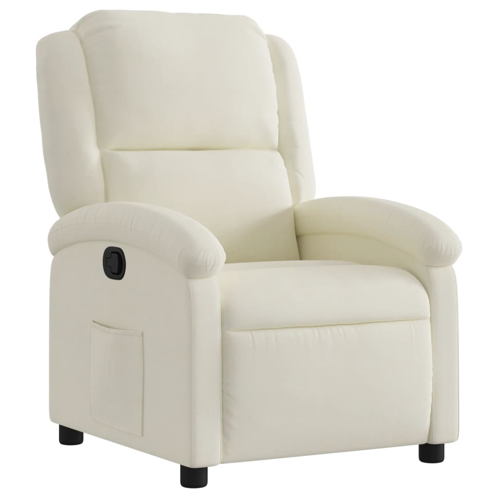 Fauteuil inclinable en velours crème