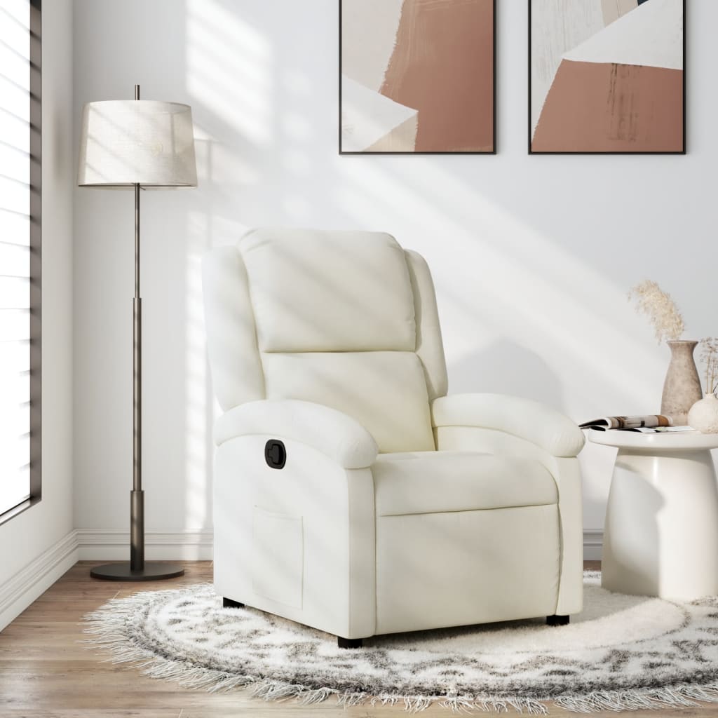 Fauteuil inclinable en velours crème